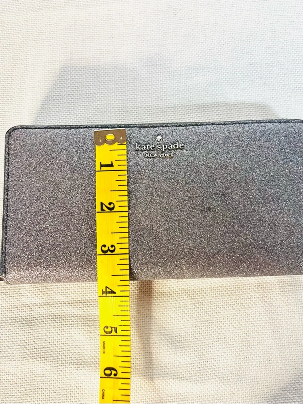 Kate Spade Silver Glitter Zip-Around Continental Wallet - Picture 10 of 10